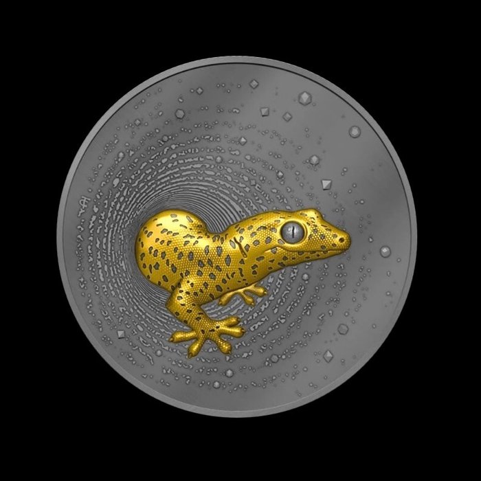 Kamerun. 2000 Francs 2023 Herpeton Gecko - Gold Gilded, 2 Oz (.999)