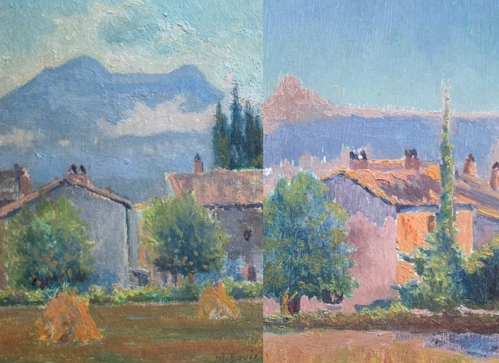 Bovis (XX) - Paire de tableaux représentant des maisons dans le sud de la France