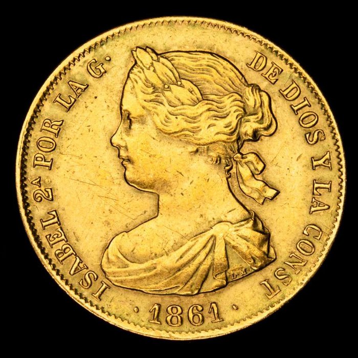 Espagne. Isabel II (1833-1868). 100 Reales Madrid 1861 - SIN RESERVA