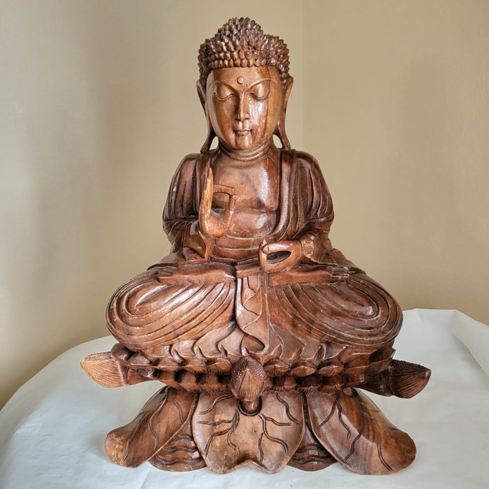 Sculptură, Buddha in meditazione - 44 cm - Sculptură Buddha din lemn masiv