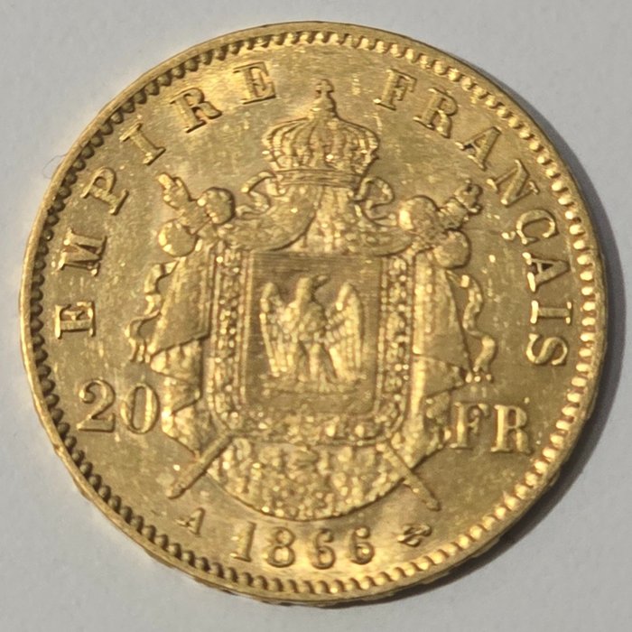 Ranska. Napoléon III (1852-1870). 20 Francs 1866-A, Paris