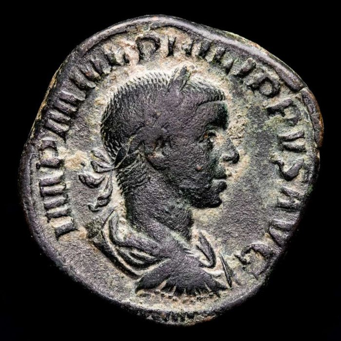 Romerska riket. Philip II (AD 247-249). Sestertius Rome, AD 247.  PAX AETERNA, S C