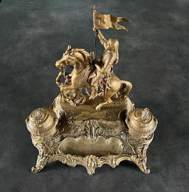 Tintenfass - Jeanne d'Arc - Rohzink, Vergoldet