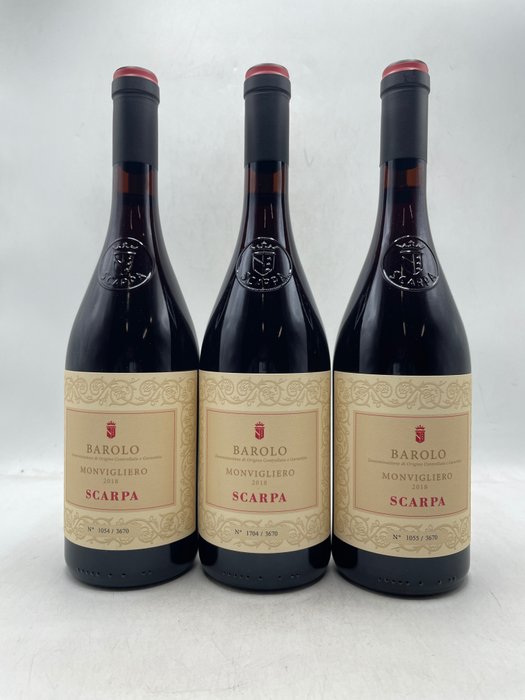 2018 Scarpa, Monvigliero - 巴罗洛 DOCG - 3 Bottles (0.75L)