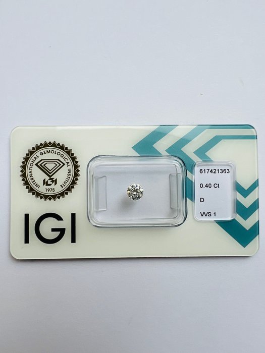 1 pcs 鑽石 - 0.40 ct - 明亮型 - D (無色) - VVS1, Ex Ex Ex