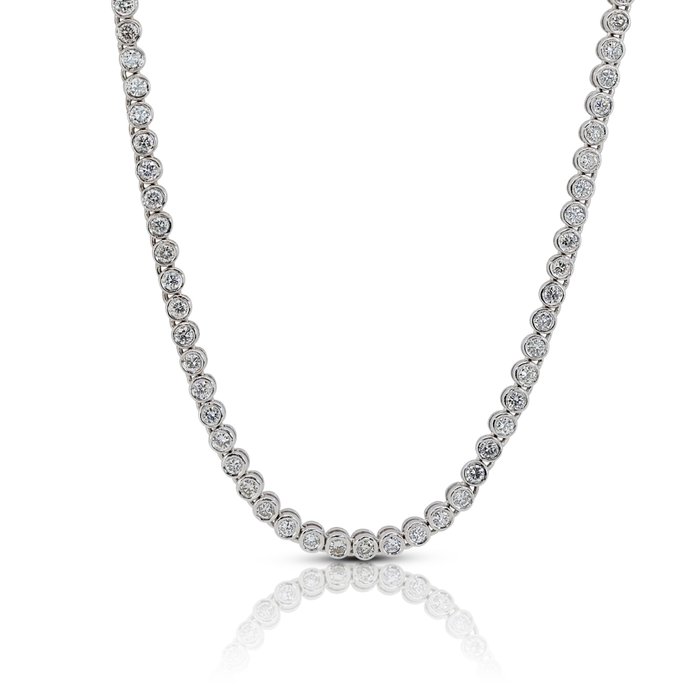 Halsketting - 18 karaat Witgoud -  3.66 tw. Diamant  (Natuurlijk) 
