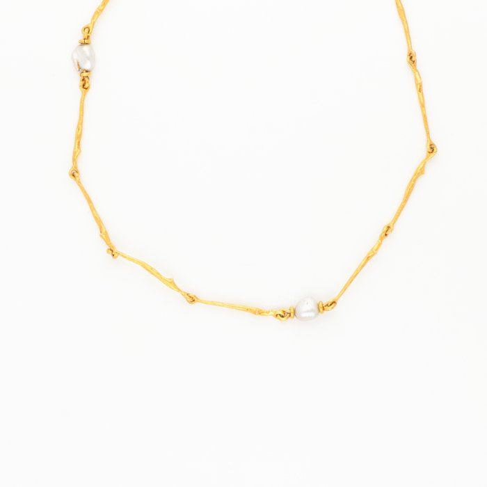 頸鏈 - 14克拉黃金 珍珠 