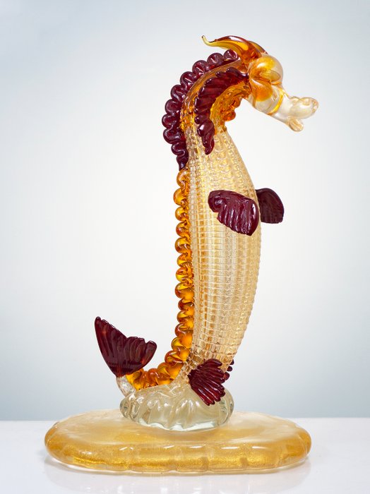 Murano Glass - C. B. C. R. - Sculpture, Dragone dorato  - 46 cm - 46 cm - Glass, Gold - 2006
