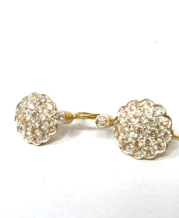 Sans Prix de Réserve - NO RESERVE PRICE - Boucles d'oreilles - 9 carats Argent, Or jaune Diamant 