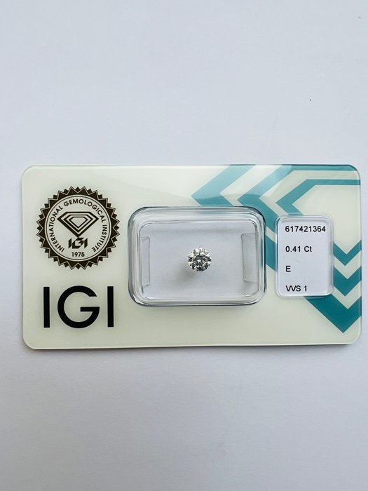 1 pcs 鑽石 - 0.41 ct - 明亮型 - E(近乎完全無色) - VVS1, 3Ex Ideal Cut