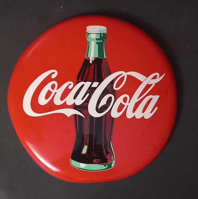 Coca Cola - Boton Coca Cola 1990 cartel publicitario - década de 1990
