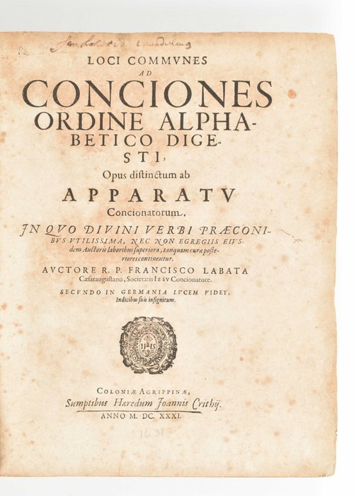 Francisco Labata - Loci communes ad conciones ordine alphabatico digesti - 1631