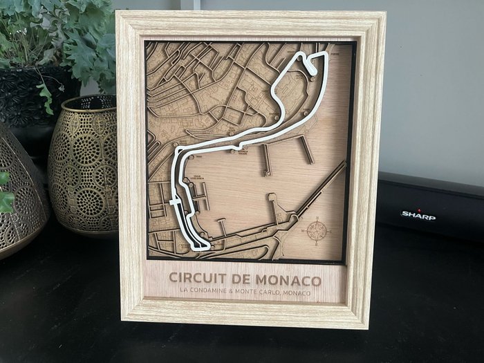 LaserArt - Circuit de Monaco 3D wood wall art.