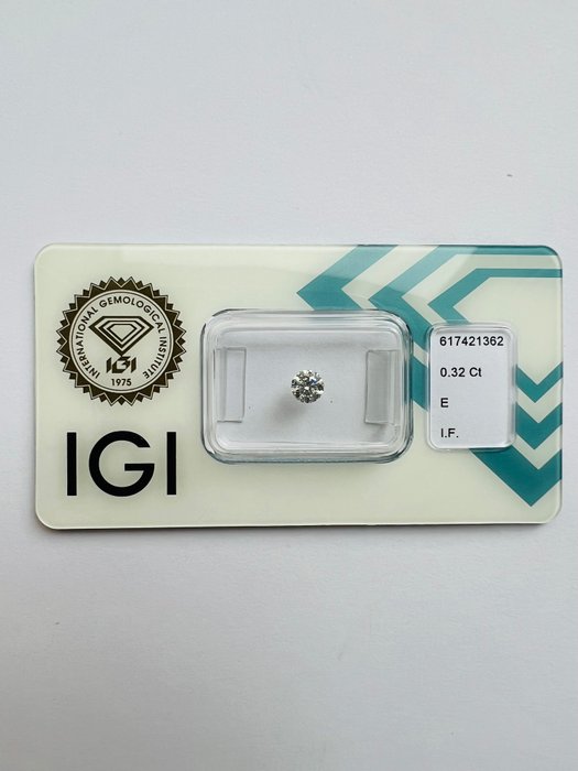 1 pcs 鑽石 - 0.32 ct - 明亮型 - E(近乎完全無色) - 無瑕疵的, 3Ex Ideal Cut