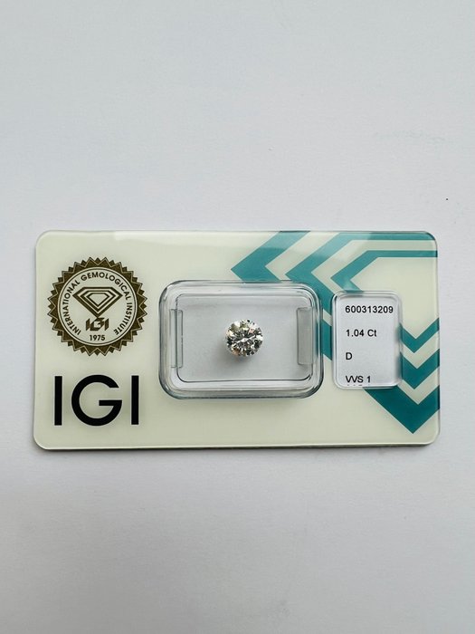 1 pcs Diamant - 1.04 ct - Briliant - D (fără culoare) - VVS1, 3Ex Ideal Cut