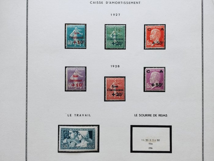Frankrike 1927/1928 - Sjunkande fond - 2-serien följde komplett med Le Travail - Yvert  246 à 252 sur feuille