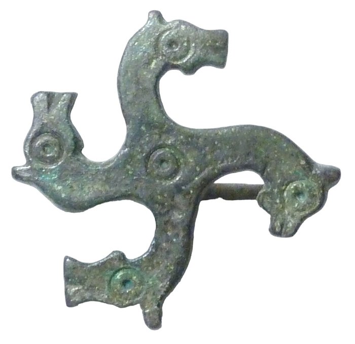 Romersk antikk Swastika av bronse Fibula