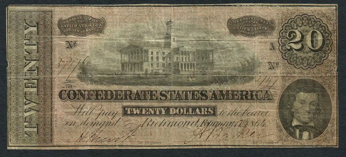 United States. - Confederate States - 20 Dollars 1864 - Pick 69