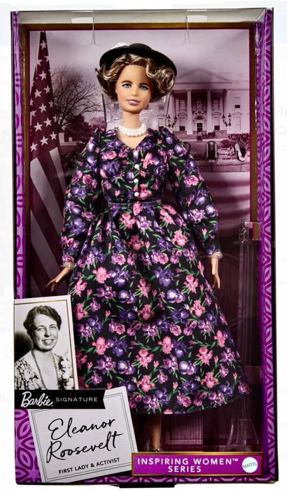 Mattel  - Barbie dukke First Lady and Activist Eleanor Roosevelt - Inspiring Women Doll Series - NEW in Original Sealed Box