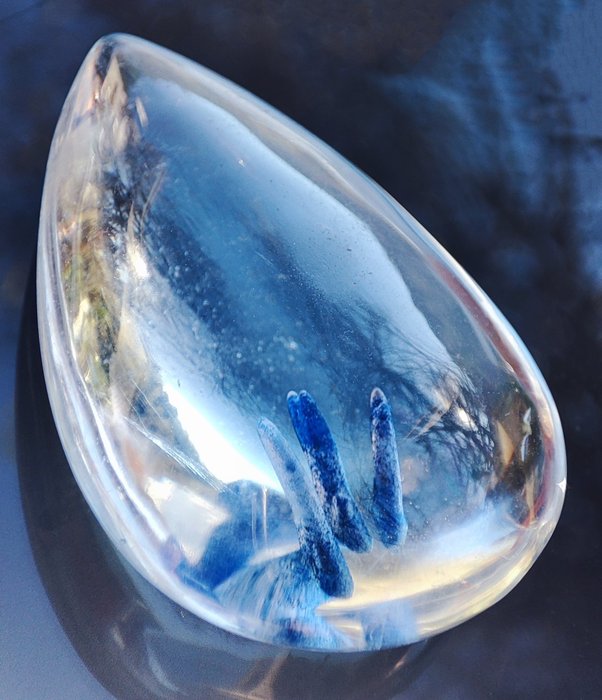 Très rare belle tourmaline fantôme rutilée quartz clair Cristal - Hauteur : 41 mm - Largeur : 27 mm- 16.41 g