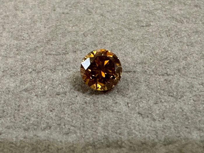 1 pcs Diamant - 0.29 ct - Rond - Orange profond fantaisie - SI2