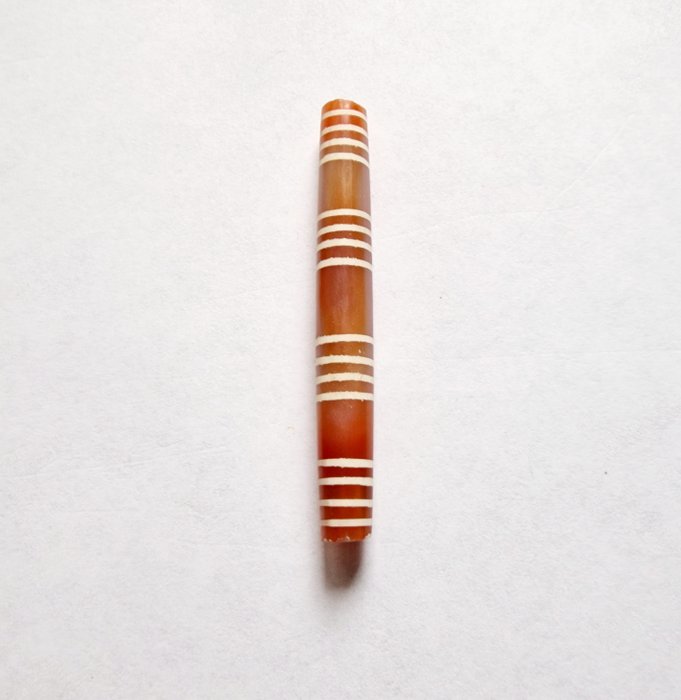 Indus Valley Etched Carnelian Military Bead Talisman - 66 mm