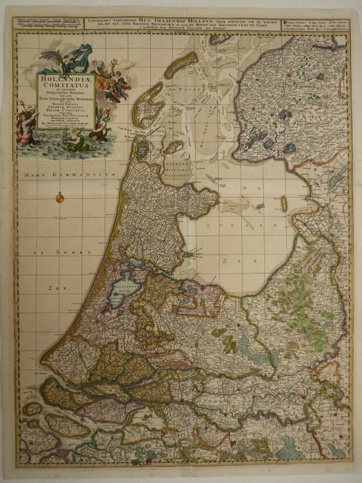 Europe, Map - Netherlands / Holland / Utrecht / Friesland / Texel; N. Visscher / P. Schenk - Hollandiae Comitatus (...) - 1701-1720