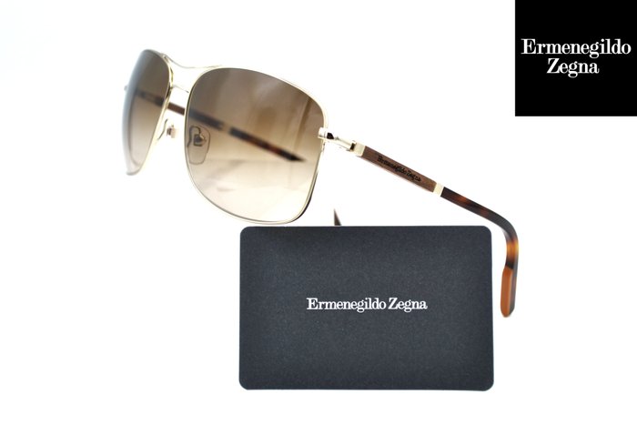 Ermenegildo Zegna - EZ0176 32F - Design with Wood & Gold Metal - Brown Lenses by Zeiss - *New* - 太阳镜