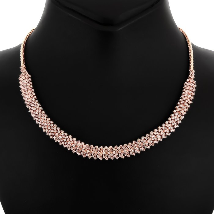 No Reserve Price - IGI Certified 5.56 Carat Pink Diamonds - Necklace - 14 kt. Rose gold
