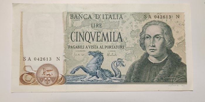 Italië. - 5.000 Lire 11/04/1973 "Colombo" II tipo - Gigante BI 67B