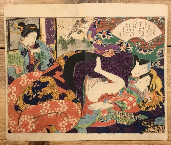 Een toeschouwer bij een erotische shunga sessie - Onbekende kunstenaar - Japán -  Edo Period (1600-1868)