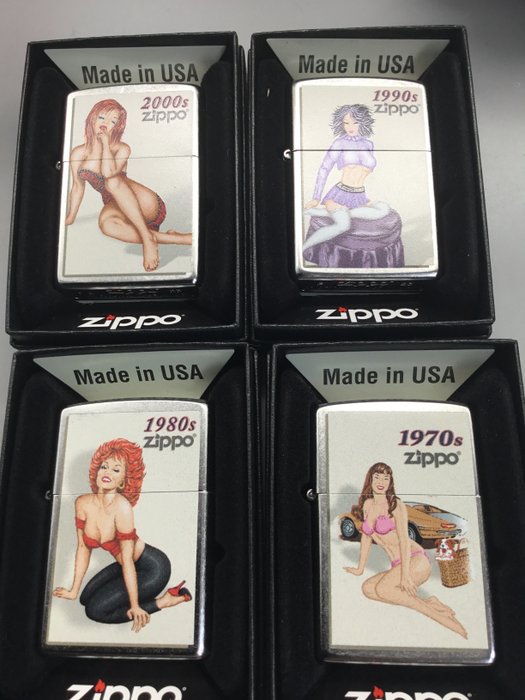Zippo - Zippo 2023 set van 4 Pin Up Girls 1970/2000  aanstekers - Lighter - Steel