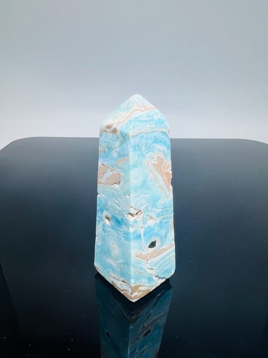 -無保留 - AAA++ 藍色文石 - 塔 - 方尖碑 - 超級稀有 -天然石材 - 治療石 - 完美裝飾 - 2020 年新發現 - 高度: 113 mm - 闊度: 33 mm- 198 g - (1)