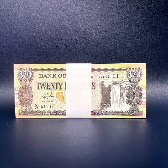 Guyana. - 100 x 20 Dollars 2018 - Pick 30g