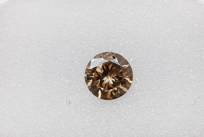 Diament - 0.44 ct - okrągły - fantazyjny pomarańczowo-brązowy - SI1 (z nieznacznymi inkluzjami), No Reserve Price