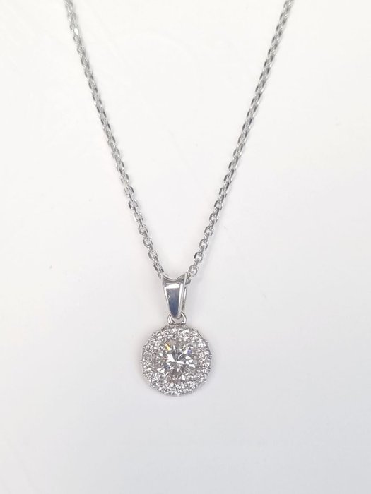 Necklace with pendant White gold Diamond  (Natural) 