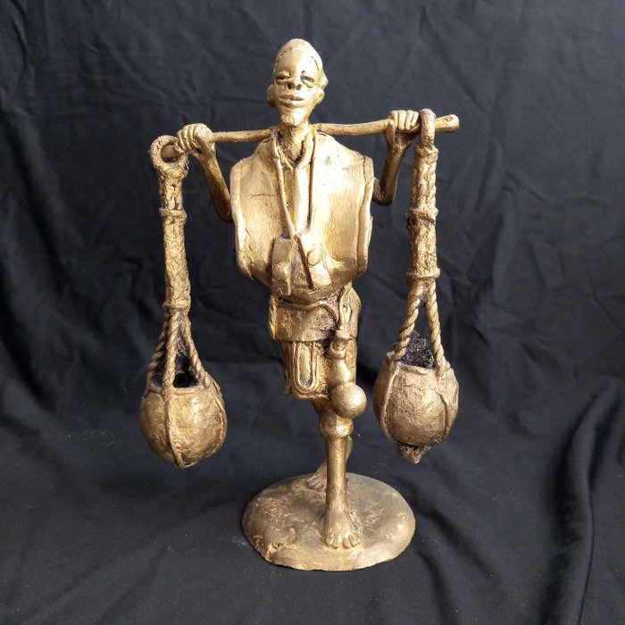 非洲黃色青銅提水者青銅雕像（布吉納法索） - 有吉納法索  (沒有保留價)