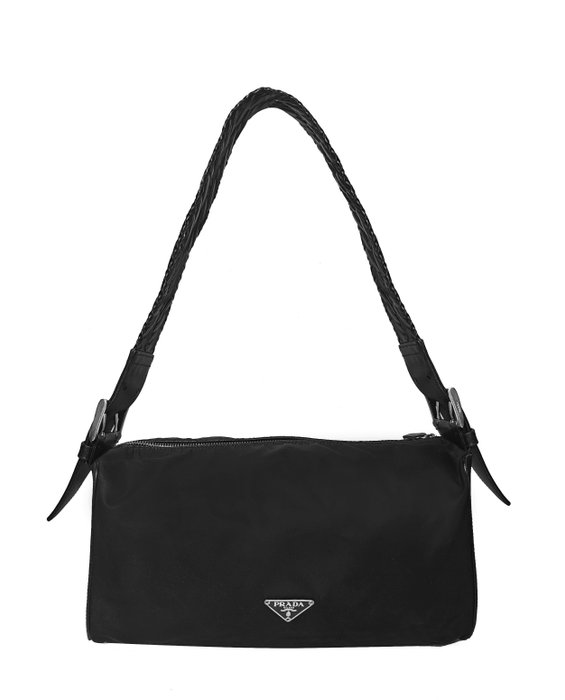 Prada - Classic Tessuto Nylon Nero Manico Intrecciato - Shoulder bag