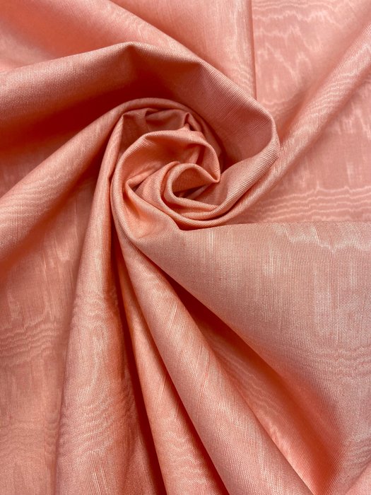 華麗的莫爾鮭魚粉紅亞麻混紡 - 室內裝潢織物  - 500 cm - 165 cm