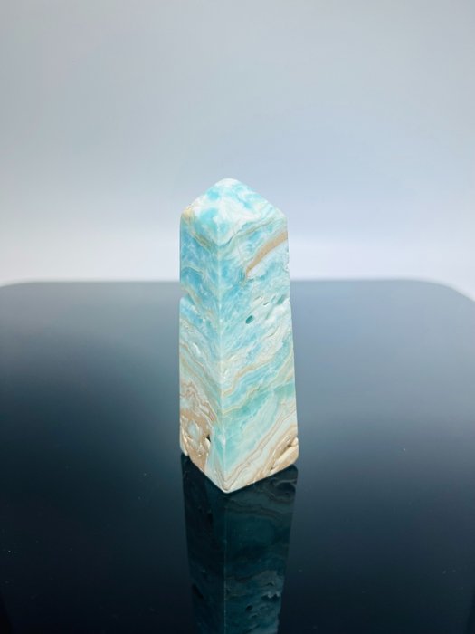 -SEM RESERVA - Aragonita Azul AAA++ - Torre - Obelisco - super raro -Pedra Natural - Pedra Curativa - Decoração Perfeita - Nova Descoberta 2020 - Altura: 103 mm - Largura: 33 mm- 200 g - (1)