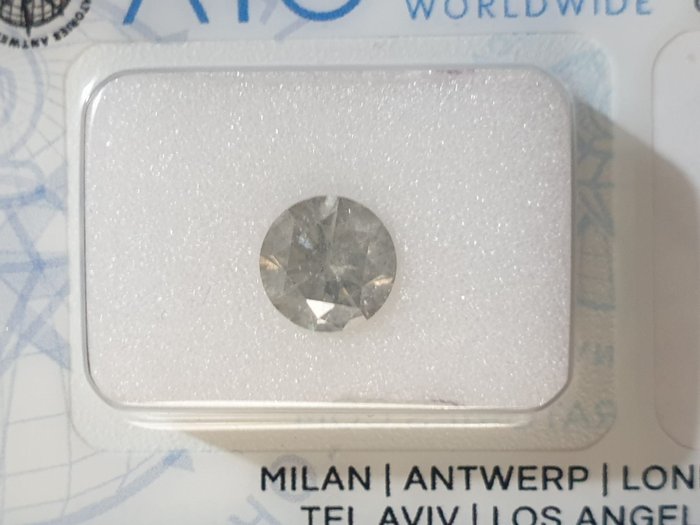 1 pcs Diamant - 1.14 ct - Brillant - Light Gray - I2