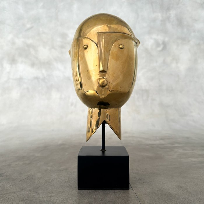 雕刻, NO RESERVE PRICE - Kiss Face Sculpture - 28 cm - 青銅色
