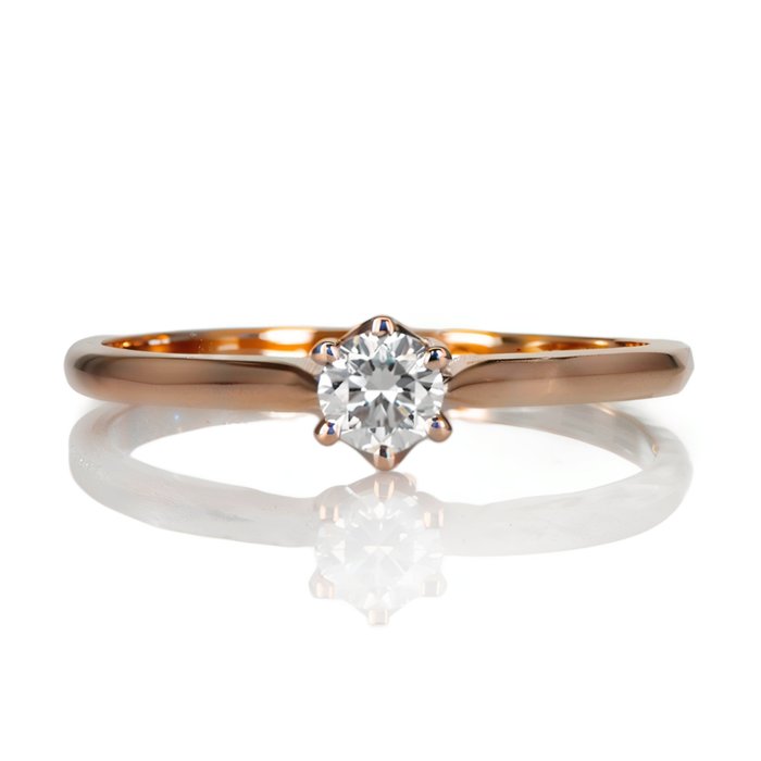 Anel de noivado - 14 K Ouro rosa -  0.24 tw. Diamante  (Natural)