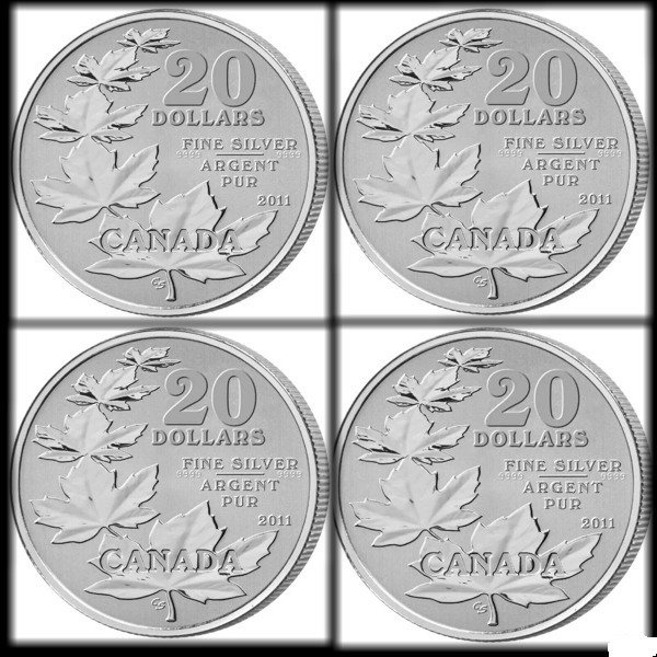 Canadá. 20  Dollars 2011 "Maple Leaf".999 ( 4 coins)  (Sem preço de reserva)
