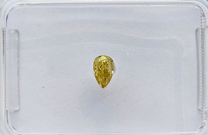 Diamant - 0.12 ct - Birne - Fancy Leuchtend gelb - I1, No Reserve Price