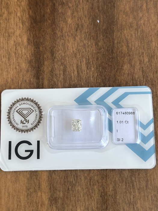 1 pcs 鑽石 - 1.01 ct - 雷地恩型 - I(極微黃、正面看為白色) - SI2