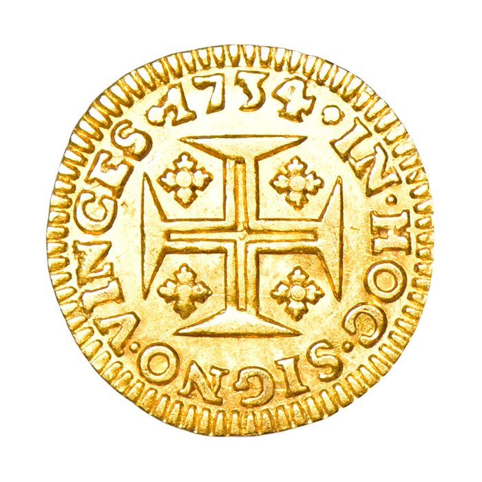 葡萄牙. D.若昂五世 (1706-1750). Pinto (480 Reis) 1734 - Coroa 5 Arcos