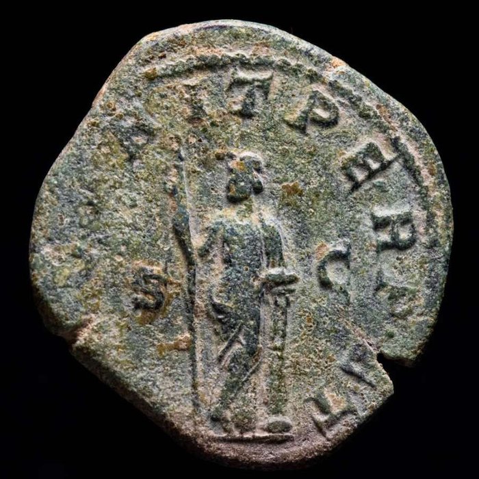 羅馬帝國. 戈爾迪安三世 (AD 238-244). Sestertius Rome mint. SECVRIT PERPET, S - C