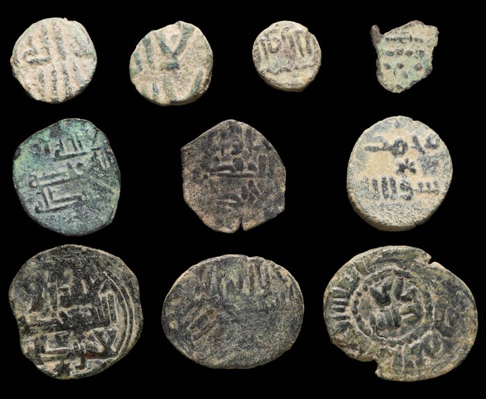 Al Andalus - Califfato. Felus Muslim period governors, Lote 10 monedas.  (Senza Prezzo di Riserva)