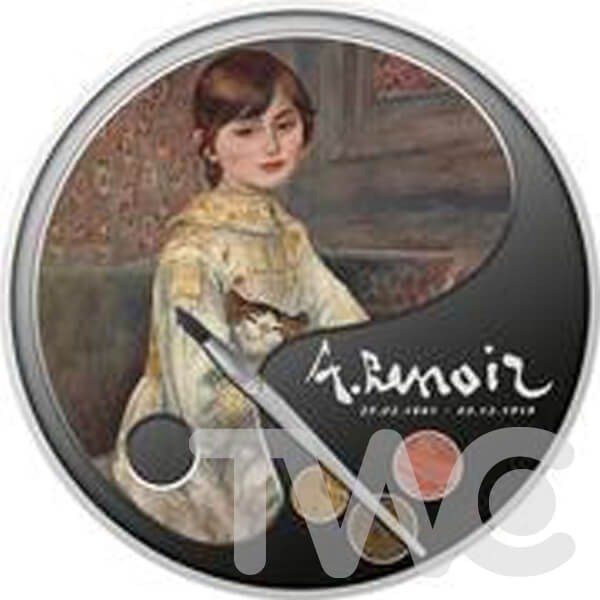 Niue. 1 Dollar 2020 Child with Cat (Julie Manet) 100th Anniversary of Death - Renoir Proof Silver Coin, (.999)  (Bez ceny minimalnej
)